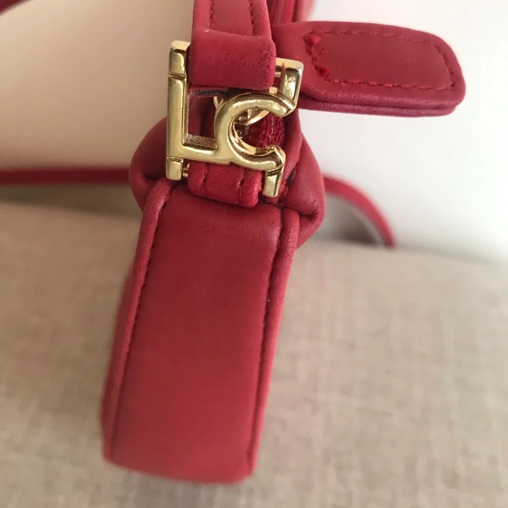 Liz Claiborne Small Red Leather Crossbody Purse - Picture 3 of 4